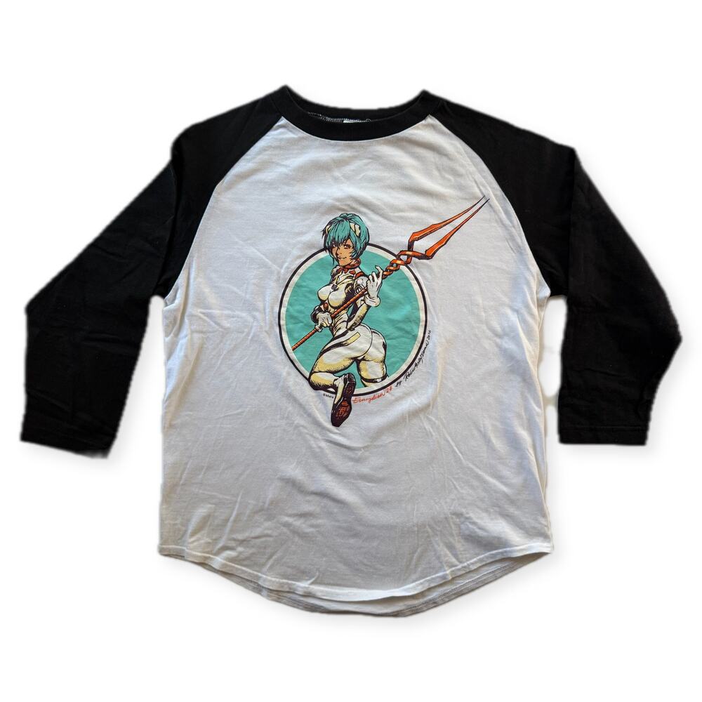 Evangelion 2.0 Rei Ayanami Rockin Jelly Bean Raglan Tee 2010 White Black Size M